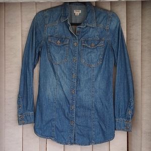 Denim button-up shirt